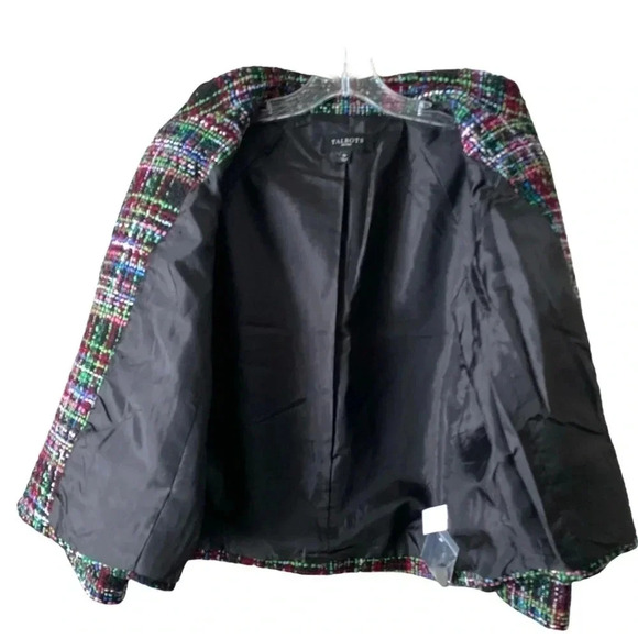 TALBOTS | Multicolored Tweed Wool Blend 90s Blazer Jacket Size 8P - Picture 4 of 9
